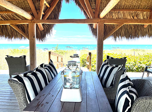 Casey Key Resort Pavilion Table Chairs Beach Club Umbrelas